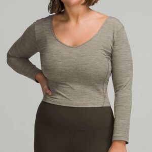 lululemon align long sleeve shirt in the color multicolor green, white, & gray